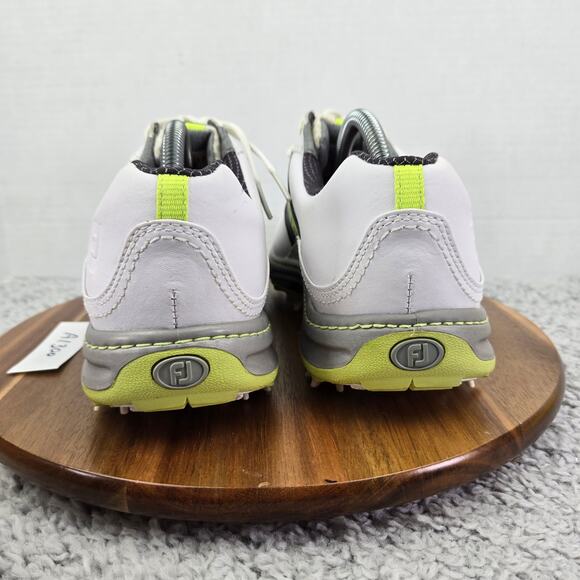 Footjoy Contour Closeout White Lime Leather Athletic Spiked Golf Cleat Men 9.5 M - Picture 2 of 14